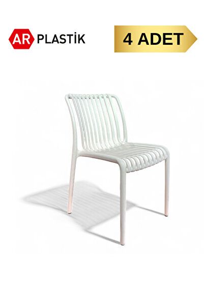 AR PLASTİK Nero Sandalye 4 ADET, Bahçe Sandalyesi, Kafe Sandalyesi, Balkon Sa...
