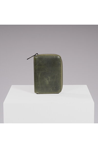 DEERDERİ Rhode Vintage Genuine Leather Zipper Card Holder Wallet