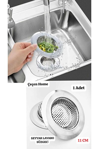 ÇEÇEN HOME 1 Piece Stainless Steel Portable Sink Strainer 11 cm Large Size St...