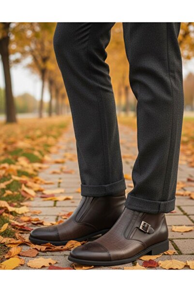 Budaks Men's genuine leather classic boots non-slip sole zippered 1213