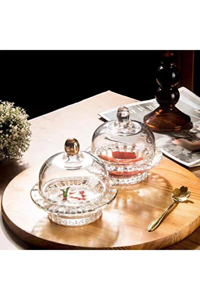 Dania Luxury glass serving set – 12 pieces with elegant lids for serving chocolates and hospitality