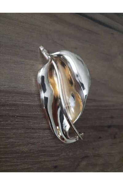 beyna aksesuar Gold Leaf Model Hand Sewing Brooch Button 8 cm