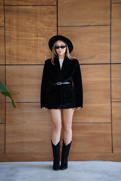 cemo Faux Fur Long Sleeve Lined Blazer Coat Winter Stylish Women's Plush Jacket