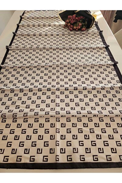 Yakut Yazma G Desenli Siyah Ve Krem Tonlarında Soft Şal