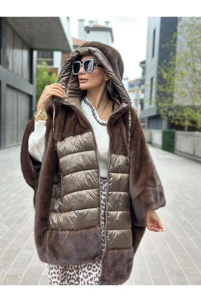 Robin 99812 Fur Inflatable Coat Brown