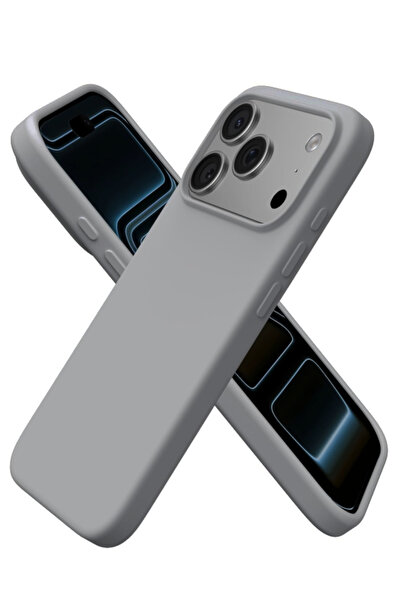 USIDE غطاء 17 Pro Max مخملي من الداخل مقاوم للصدمات وغطاء للكاميرا وغطاء لاسمان - رمادي فاتح