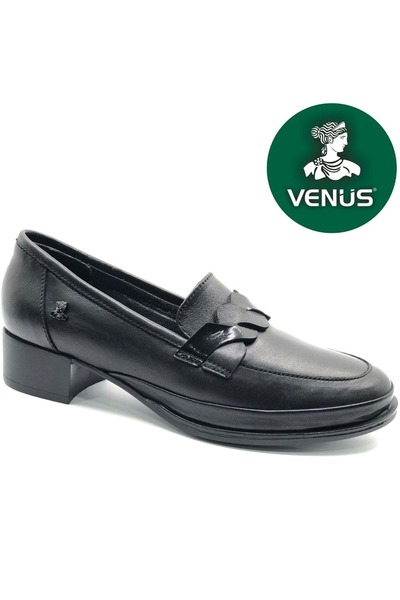 Venüs حذاء نسائي بكعب مريح من الجلد الطبيعي من Cedrus باللون الأسود