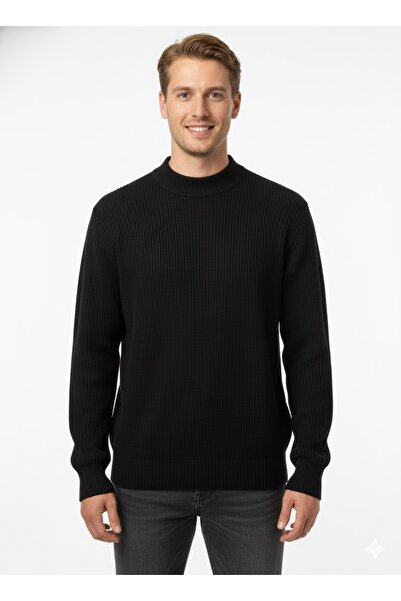 ModaPlaza Men's Plus Size Half Fisherman Sweater 881