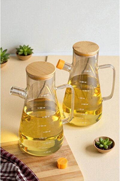 LeylArt Home وعاء زيت من زجاج البوروسيليكات من بامبولو - تصميم شفاف مقاوم للح...