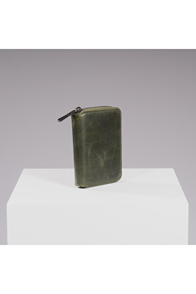 DEERDERİ Rhode Vintage Genuine Leather Zipper Card Holder Wallet