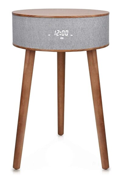 Alcoach DTS4 Portable Bluetooth Speaker & Wireless Charger Smart Side Table (Walnut)