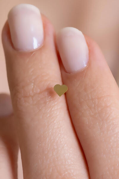 AMES GOLD KUYUMCULUK 14 Ayar Altın Mini Kalpli Geçmeli Hızma