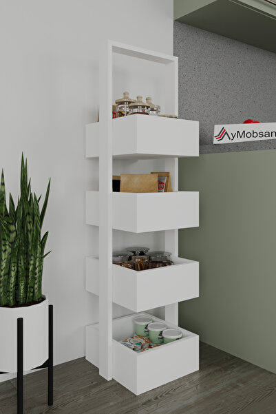 AYMOBSAN Multi 4 Katlı Mutfak Sepeti, Çok Amaçlı Mutfak Rafı, 4 Raflı, Beyaz,...