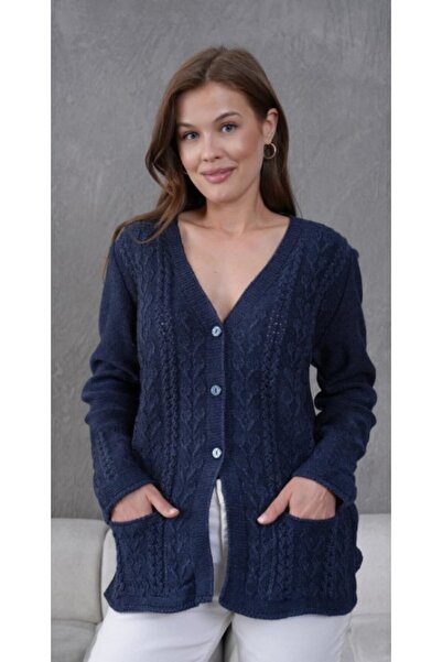 Fresh&Moda Women's Mother Plus Size Chain Flower Motif Cardigan
