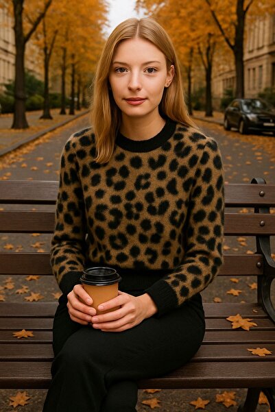 Sfg Life Moda Women's Leopard Print Crop Sweater