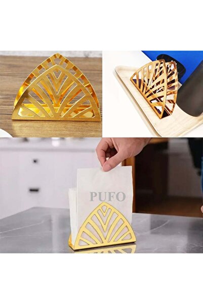 PUFO Gold decorative metal napkin holder, 14 x 9.5 cm, gold