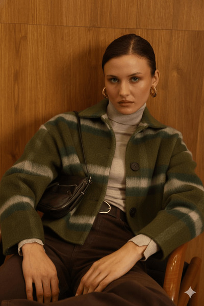 cemo Women's Striped Knitted Cardigan Jacket Buttoned Winter Thick Badi Jacket