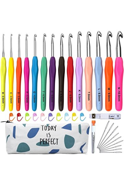 TıkTık AL Silikon Saplı Tığ seti 18 li Set örgü Yün Tığ Seti