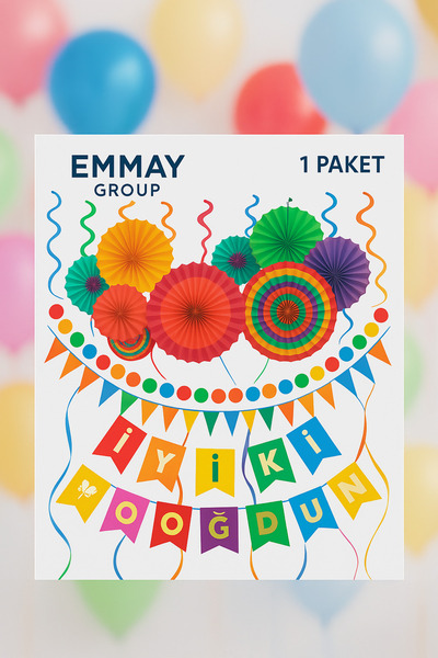 Yaldızlı İYİKİ DOĞDUN yazısı, 125 cm × 2 sıra, Renkli, Parti, Kutlama, Doğum Günü