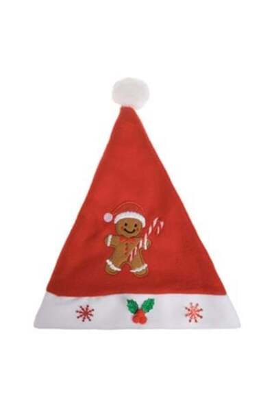 OEM Christmas Hat with Embroidered Gingerbread Man 34 cm