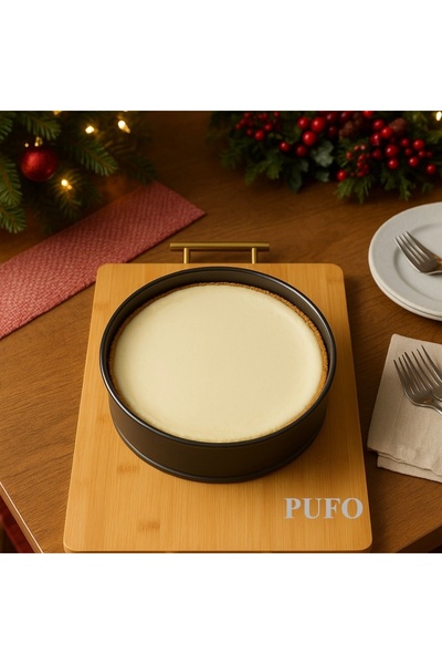 PUFO kitchen chopping board made of bamboo wood with gold metal handle, brown, 44 x 30 cm