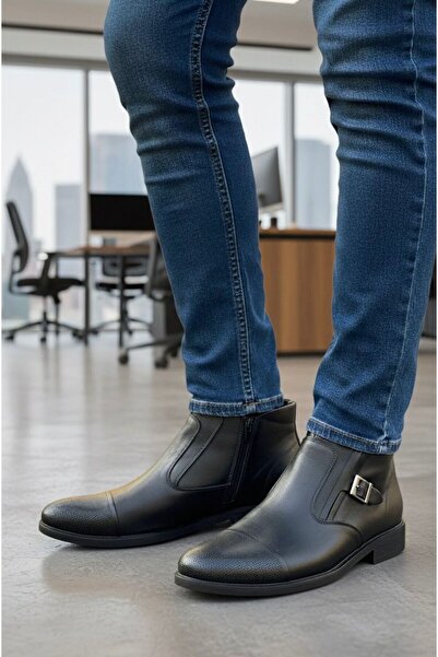 Budaks Men's Genuine Leather Classic Boots Non-Slip Sole Zippered 1213