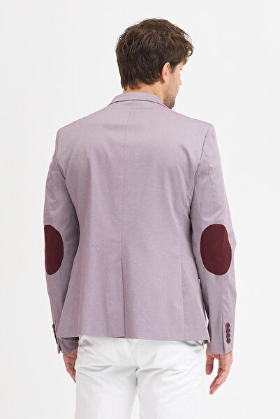 Frappoli Zoilo Men's Burgundy Polyviscose Fabric Elbow Slim Fit Sports Blazer Jacket