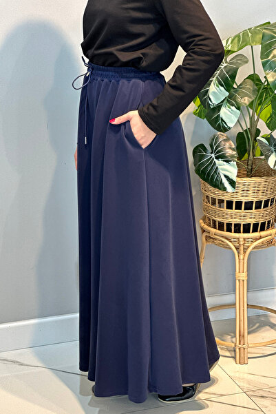 Lale Butik Cupra Flared Skirt 36469 Navy Blue