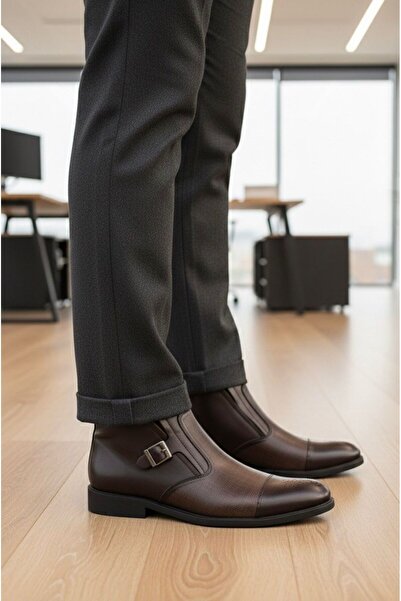 Budaks Men's genuine leather classic boots non-slip sole zippered 1213