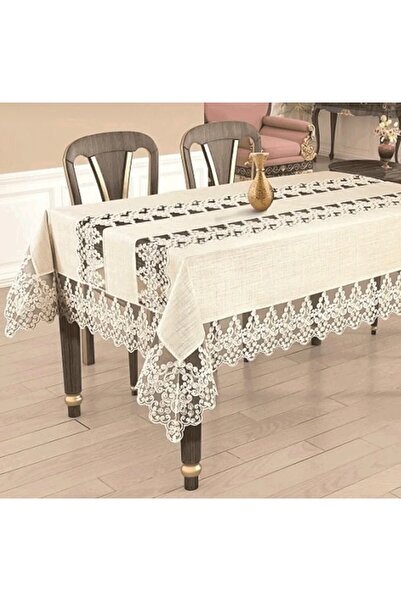 Madamca Andra Linen Tablecloth 160*220 cm Luxury French Lace for 8 People