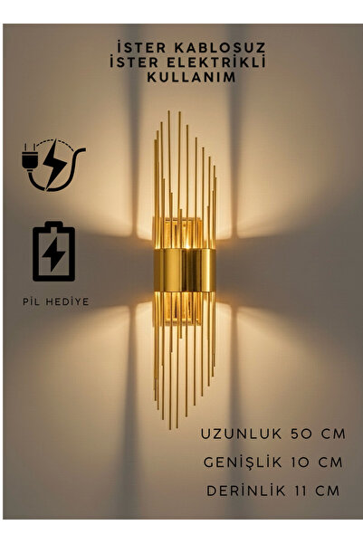 Sdlight Gold Pilli Ve Elektrikli Modern Lüks Aplik Sarkıt Model