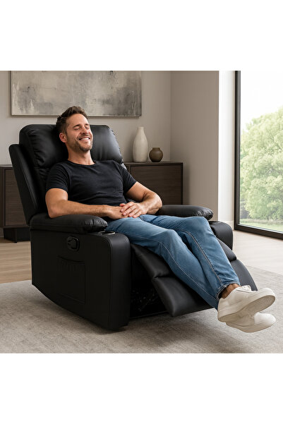 JollyMag Άνετη πολυθρόνα τύπου καναπέ, μαύρη -δέρμα, JollyMag, SOF01CZ