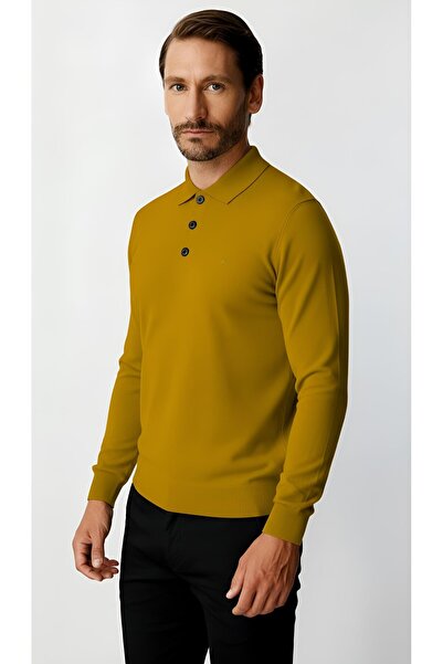 İgs Амбър Стандартна кройка Слим кройка Поло яка Дълъг ръкав Плетен