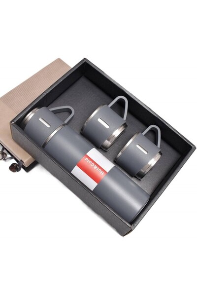 JollyMag Termoska 500 ml, se 3 šedými hrnky, balená v dárkové krabičce, JollyMag, BD24SZ