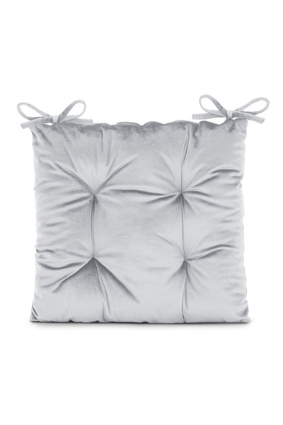Amelia Home Velvet padded chair cushion with cords, 210 g/m2, Aleksa, 40x40 cm, light grey