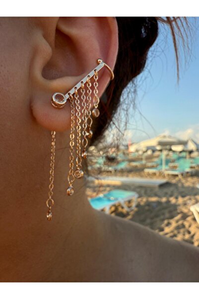 stainless steell Rose Gold Sallanan Kıkırdak Küpe
