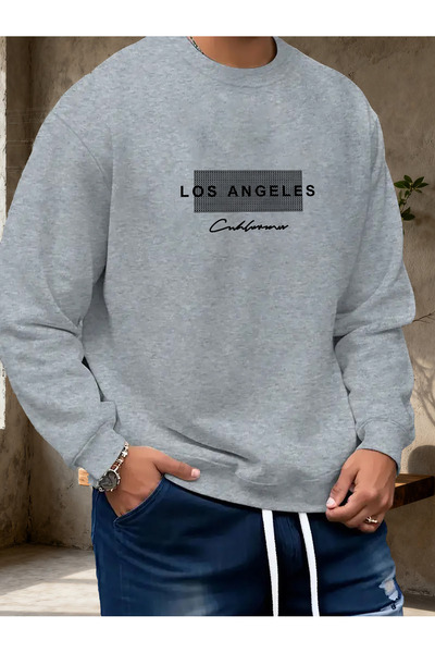 uyguntarz Unisex Los Angeles Design Printed Crew Neck Sweatshirt