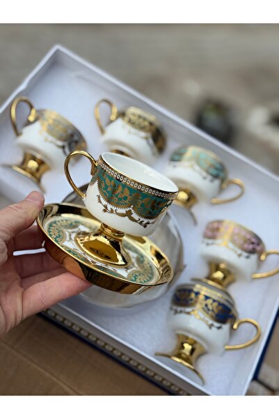 Hediye Köşkü KSV Brendon Lüks Porselen 6 Kişilik Kahve Takımı