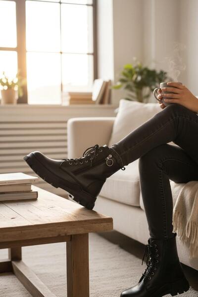 VeliKundura H&MANC ΓΝΗΣΙΟ ΔΕΡΜΑ ΜΑΥΡΟ ΜΕ ΦΕΡΜΟΥΑΡ & ΚΟΡΔΟΝΙΑ ΓΥΝΑΙΚΕΙΑ ΜΠΟΤΑΚΙΑ VK_0002