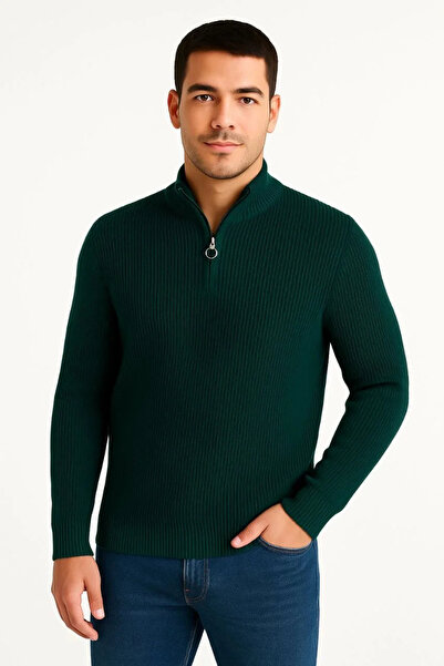 IVORA WEAR Men's Half-Zip Knit Sweater – Thessaloniki Knit, Stand Collar, Cot...