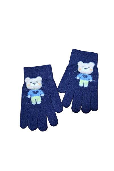 Kitti Boy's Knitted Gloves with Teddy Bear Figure