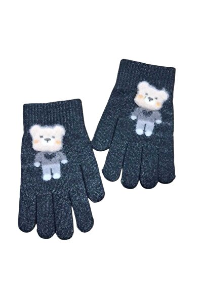 Kitti Boy's Knitted Gloves with Teddy Bear Figure