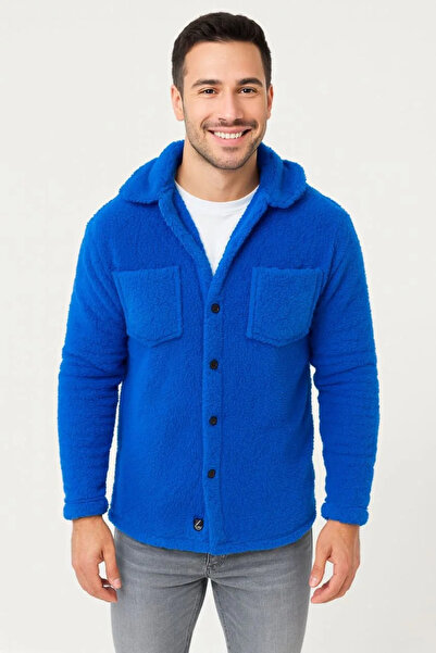 ATREAS Men's Plush Fleece Cardigan Shirt – Collared, Button-Down, Chest Pocke...