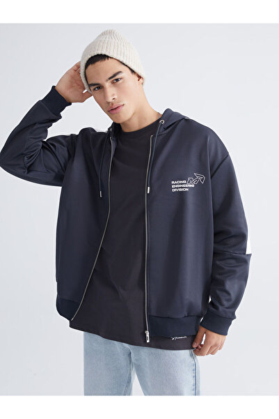 LC Waikiki Anthracite Hooded Long Sleeve Men's Zip-Up Sweatshirt