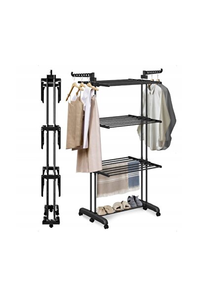 JollyMag Uscător de rufe vertical mare, pliabil, pe roți, 3 niveluri, negru, max. 40 kg, JollyMag, SU02CZ