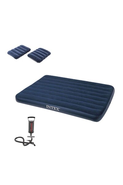 Intex Inflatable Double Bed Mattress, 152 x 203 x 22 cm + Pillows + Pump