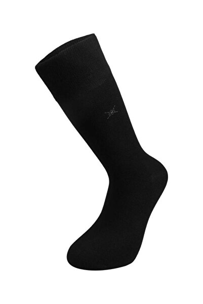 Bolero Men's Premium Stitch-Free Cross Pattern Bamboo Socks Black