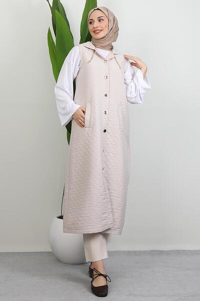 GİYZAMİLA Κρέμα γιλέκου με χρυσό λεπτομέρεια