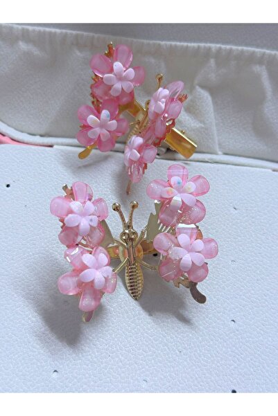 AresTokaAksesuar 2 bucăți de cleme laterale în formă de fluture cu flori, cu aripi mobile