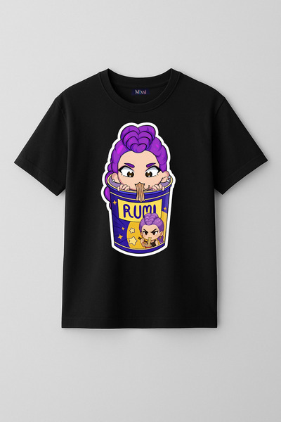 mixxi fashion Kpop Demon Hunters Huntrix Rumi Kısa Kollu Baskılı Kız Çocuk Ti...